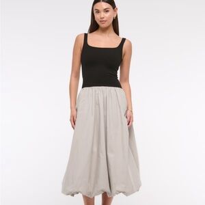 Abercrombie & Fitch Black Bubble Hem Midi Dress